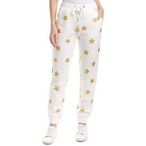 Lea and Viola white joggers with gold star detail.